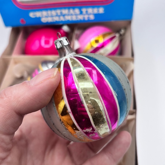 Vintage Santa Land Glass Christmas Ornaments Set MCM Hand Blown - Picture 3 of 7